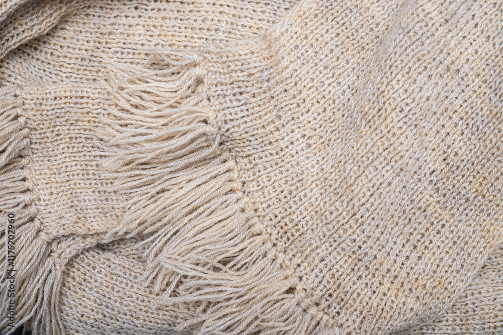 Cozy Neutral Knitted Blanket with Fringe Edges Cozy Neutral Knitted Blanket with Fringe Edges