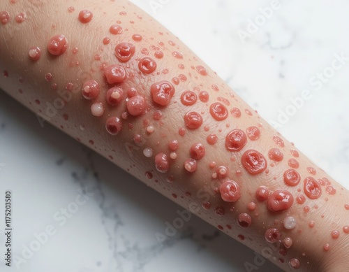 Close up of Molluscum Contagiosum skin lesions. photo