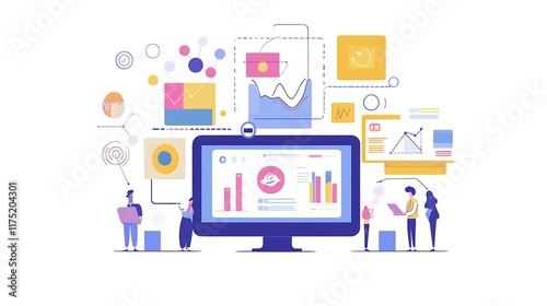 An abstract graphic representing InsurTech with digital claims processing and data analytics  photo