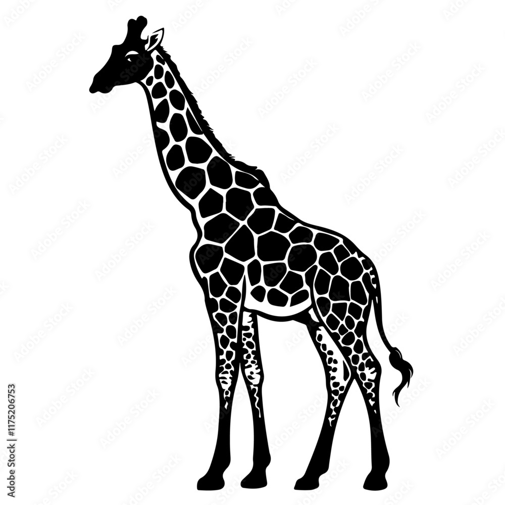 Obraz premium Elegant Giraffe Silhouette Vector with Geometric Patterns