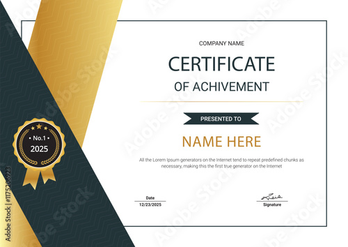 Modern certificate of achievement template. Business, Award, Training achievement certificate or diploma design