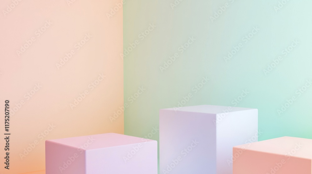 Pastel Cubes Against A Two Tone Wall Background Pastel Cubes Against A Two Tone Wall Background