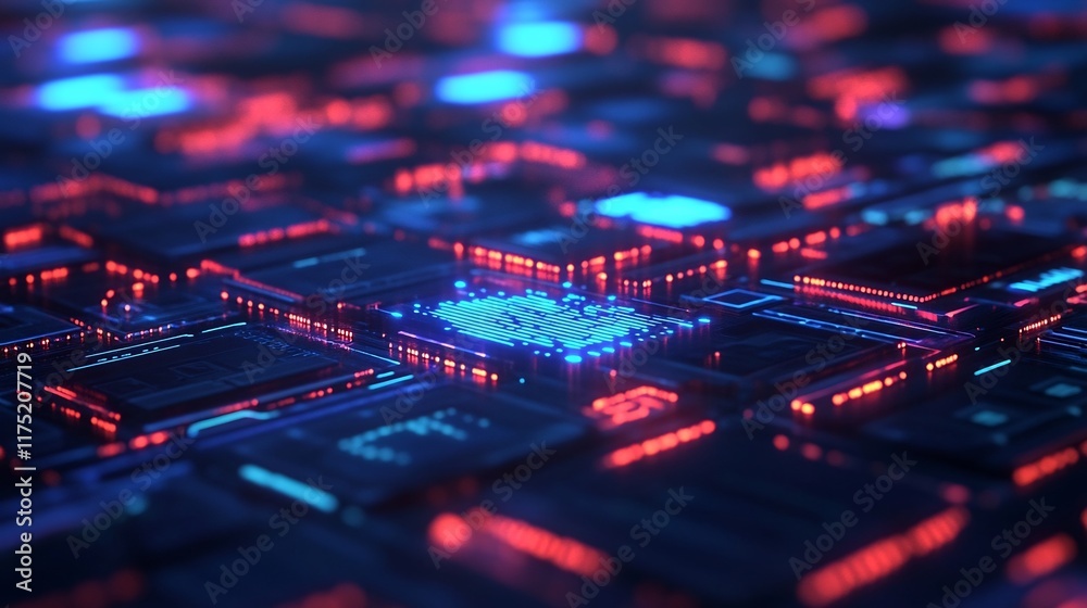 Obraz premium Glowing Agent Interface in Sleek Metallic Tech Environment