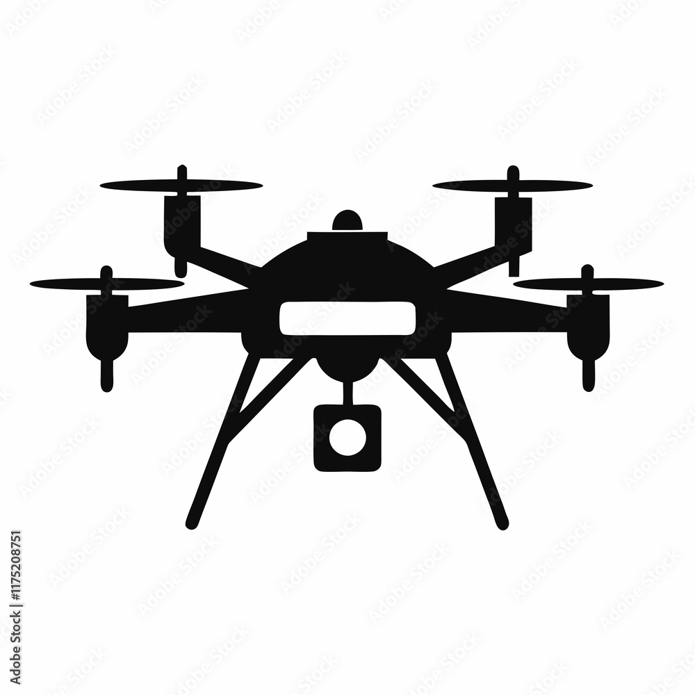 Smart Agriculture Drone Silhouette Vector Smart Agriculture Drone Silhouette Vector