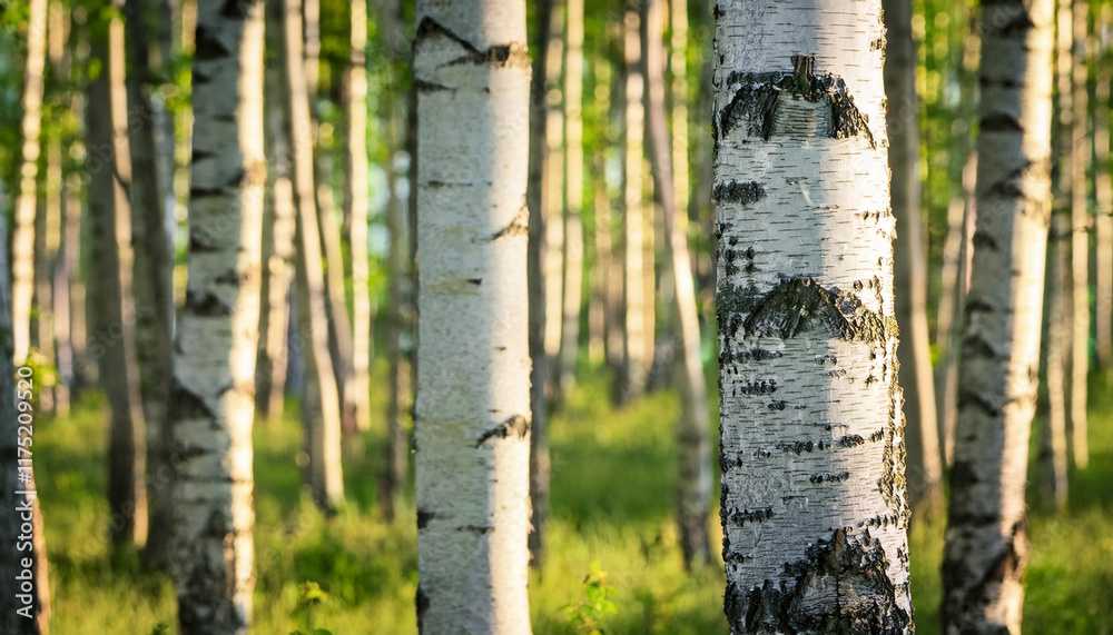 Fototapeta premium closeup of a birch wooded area background