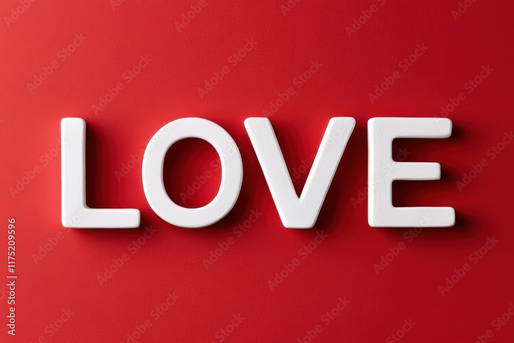 A vibrant red background features the word 'LOVE' in bold, white letters, symbolizing passion and emotion. A vibrant red background features the word 'LOVE' in bold, white letters, symbolizing passion and emotion.