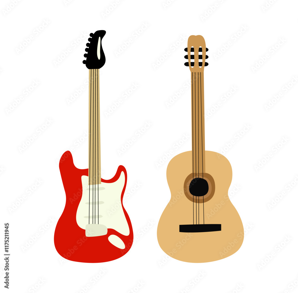Obraz premium Illustration of a guitar on a white background.