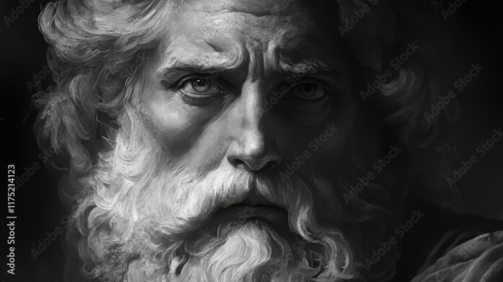 Expression of wisdom and strength in a close-up portrait of an elderly man