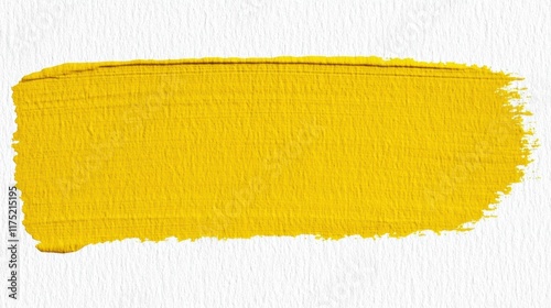 A vivid yellow paint stroke on textured paper, perfect for backgrounds, art projects, and creative designs.