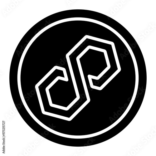 Illustration of Polygon Coin Outline Glyph Icon