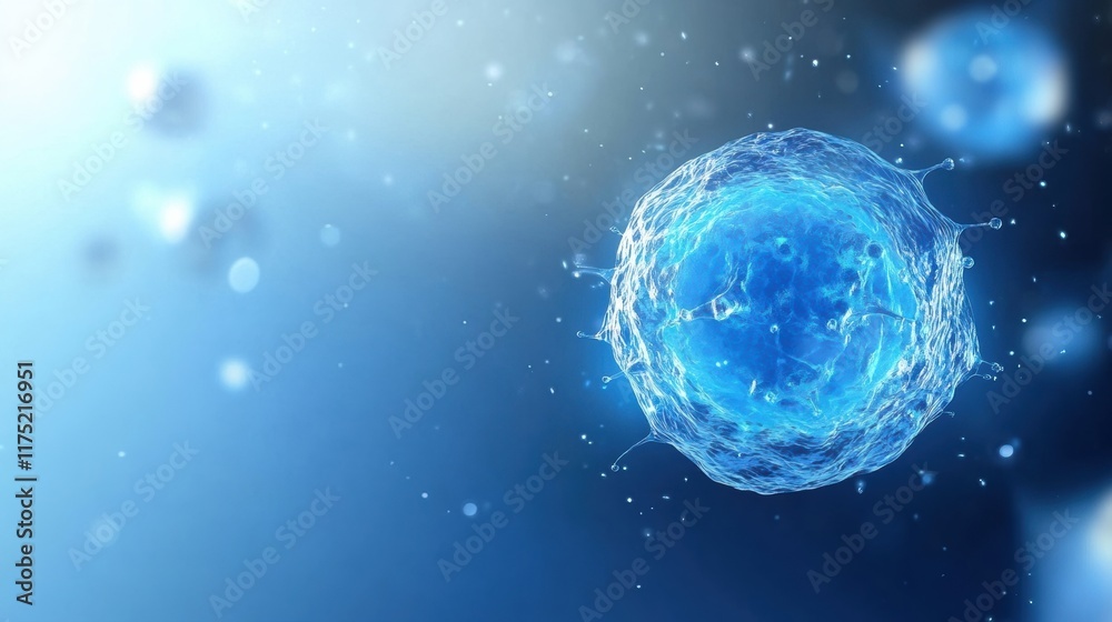 Obraz premium A captivating blue cell in a serene environment, showcasing the beauty of microscopic life and biological structures.