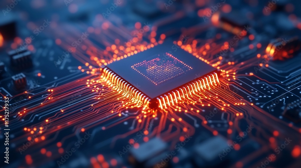 Glowing Electrical Circuit with Sparks - Innovative Industrial Energy Concept Glowing Electrical Circuit with Sparks - Innovative Industrial Energy Concept
