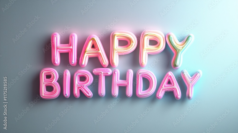 Fototapeta premium Colorful Neon Happy Birthday Sign