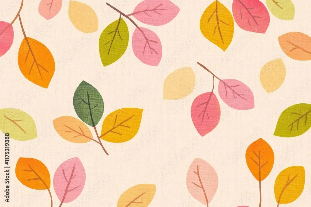 Fototapeta premium Colorful autumn leaves on a light background, perfect for seasonal designs and nature-themed projects.