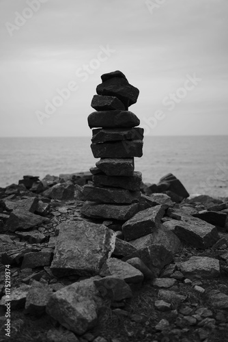 stack of stones on the beach
