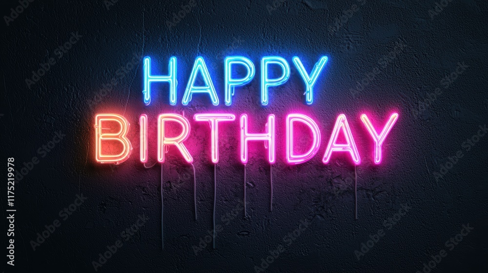 Neon Happy Birthday Sign in Vibrant Colors Neon Happy Birthday Sign in Vibrant Colors