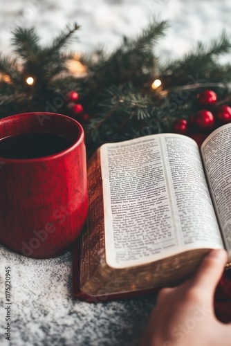 bible on the table with coffee