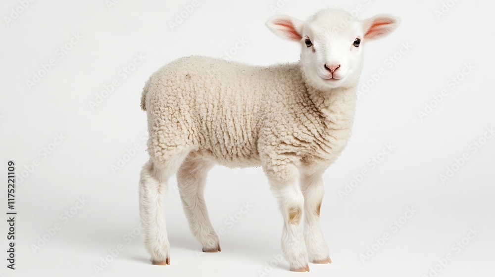 Adorable baby lamb standing on a clear white background Adorable baby lamb standing on a clear white background
