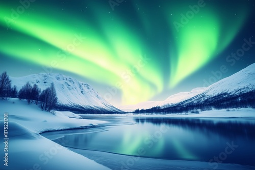 northen lights over lake