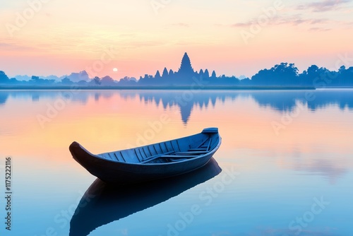 boat on the lake, angkor wat 