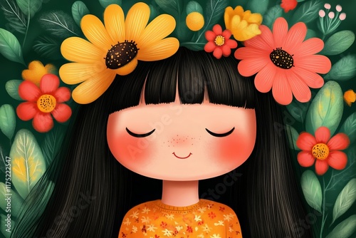 child with flowers