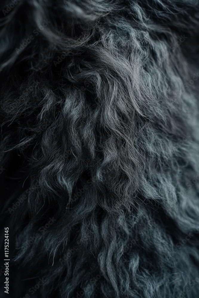 Naklejka premium Intricate texture of dark wool showcasing natural fibers and curls