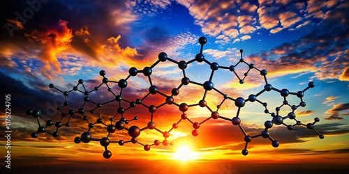 Silhouette of THC Molecule - Cannabis Chemistry Abstract Background