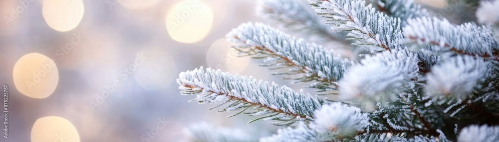 A close-up of frosted evergreen branches, creating a serene winter ambiance with soft, blurred lights in the background. A close-up of frosted evergreen branches, creating a serene winter ambiance with soft, blurred lights in the background.