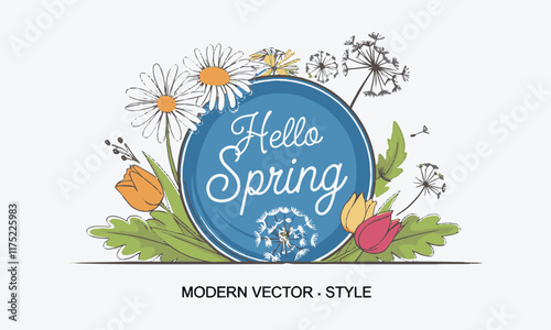 Modern vector-style illustration of a spring-themed design, easily editable.