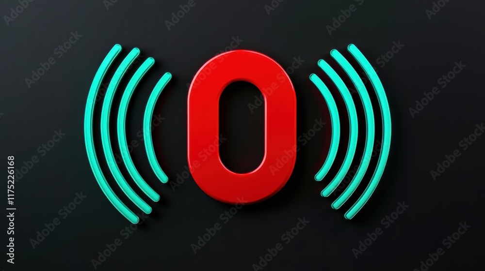 Modern abstract design featuring a bold letter 'O' with sound waves, perfect for technology or communication themes. Modern abstract design featuring a bold letter 'O' with sound waves, perfect for technology or communication themes.