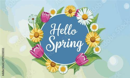 Modern vector-style illustration of a spring-themed design, easily editable.