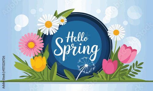 Modern vector-style illustration of a spring-themed design, easily editable.