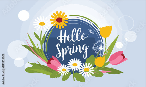 Modern vector-style illustration of a spring-themed design, easily editable.