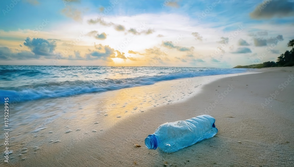 Plastic Bottle Litter on Pristine Sandy Beach at Sunrise Highlighting Ocean Pollution and Environmental Conservation Needs
Plastic Bottle Litter on Pristine Sandy Beach at Sunrise Highlighting Ocean Pollution and Environmental Conservation Needs