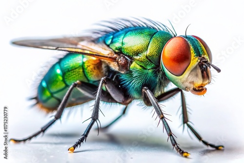 Single Fly on White Background - High-Resolution Stock Photo photo