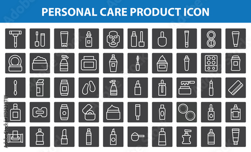 Personal care products set for face or body skin and hair hygiene vector