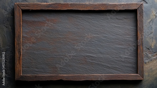 Dark gray slate framed in rustic brown wood.  Perfect for adding your own text or design.