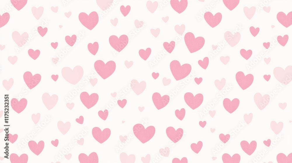 A whimsical pattern of pink hearts on a light background, perfect for romantic themes and creative projects. A whimsical pattern of pink hearts on a light background, perfect for romantic themes and creative projects.