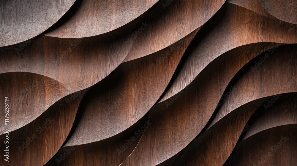 Fototapeta premium Detailed panoramic wooden texture showcasing dark brown tones and seamless acoustic panels, perfect for a luxury interior design backdrop 