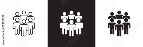 Cooperation participation icon set. Icons that have meaning of participation, relation, community, management, partner, social, interaction, communication. Vector icon design in thin line flat design.