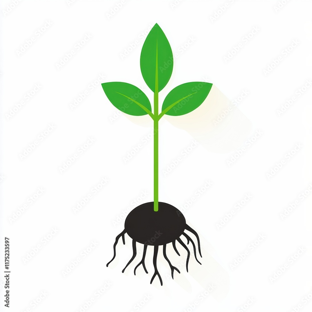 Fototapeta premium Fresh green sprout emerging from dark soil, symbolizing growth, nature, and the start of new life.