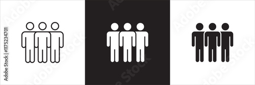 Cooperation participation icon set. Icons that have meaning of participation, relation, community, management, partner, social, interaction, communication. Vector icon design in thin line flat design.