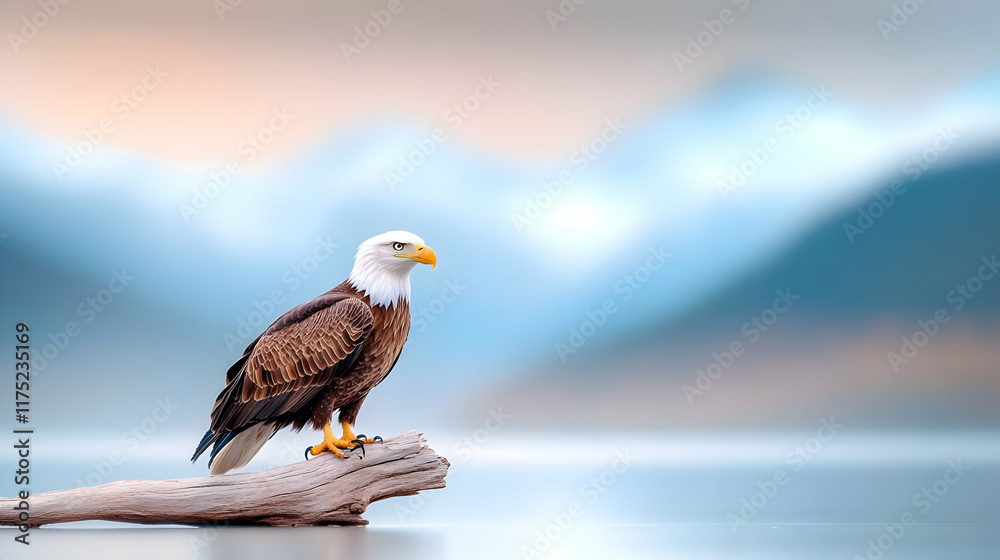 A bald eagle perched on a branch with a fierce gaze showcasing its white feathers and powerful beak in the wild A bald eagle perched on a branch with a fierce gaze showcasing its white feathers and powerful beak in the wild