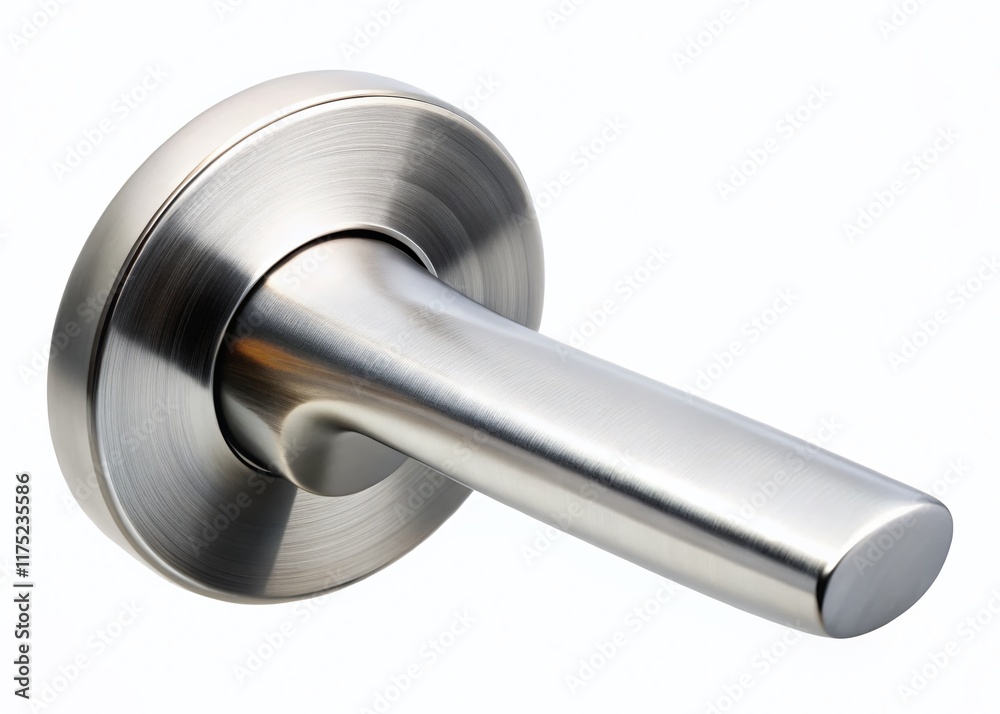 Sleek Modern Silver Door Handle on White Background - Architectural Hardware Stock Photo Sleek Modern Silver Door Handle on White Background - Architectural Hardware Stock Photo
