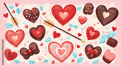 Colorful Heart-Shaped Desserts and Chocolates for Romantic Occasions