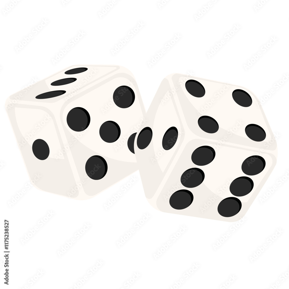 White gambling dice without background White gambling dice without background