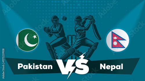 Pakistan VS Nepal , Nepal Vs Pakistan Cricket match concept with creative illustration.eps