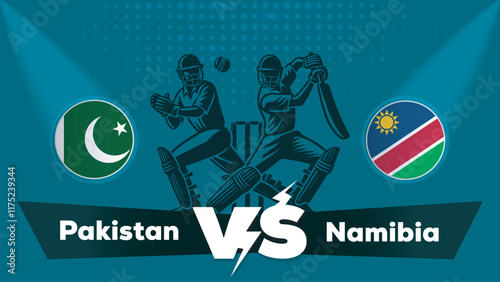 Pakistan VS Namibia Match , Namibia Vs Pakistan Cricket match concept with creative illustration.eps