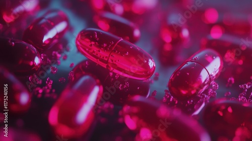 Red capsule close up photography