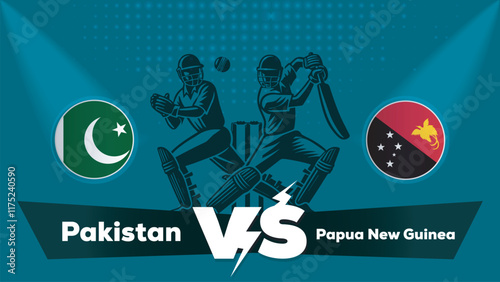 Pakistan VS Papua New Guinea Match , Papua New Guinea vs Pakistan Cricket match concept with creative illustration.eps